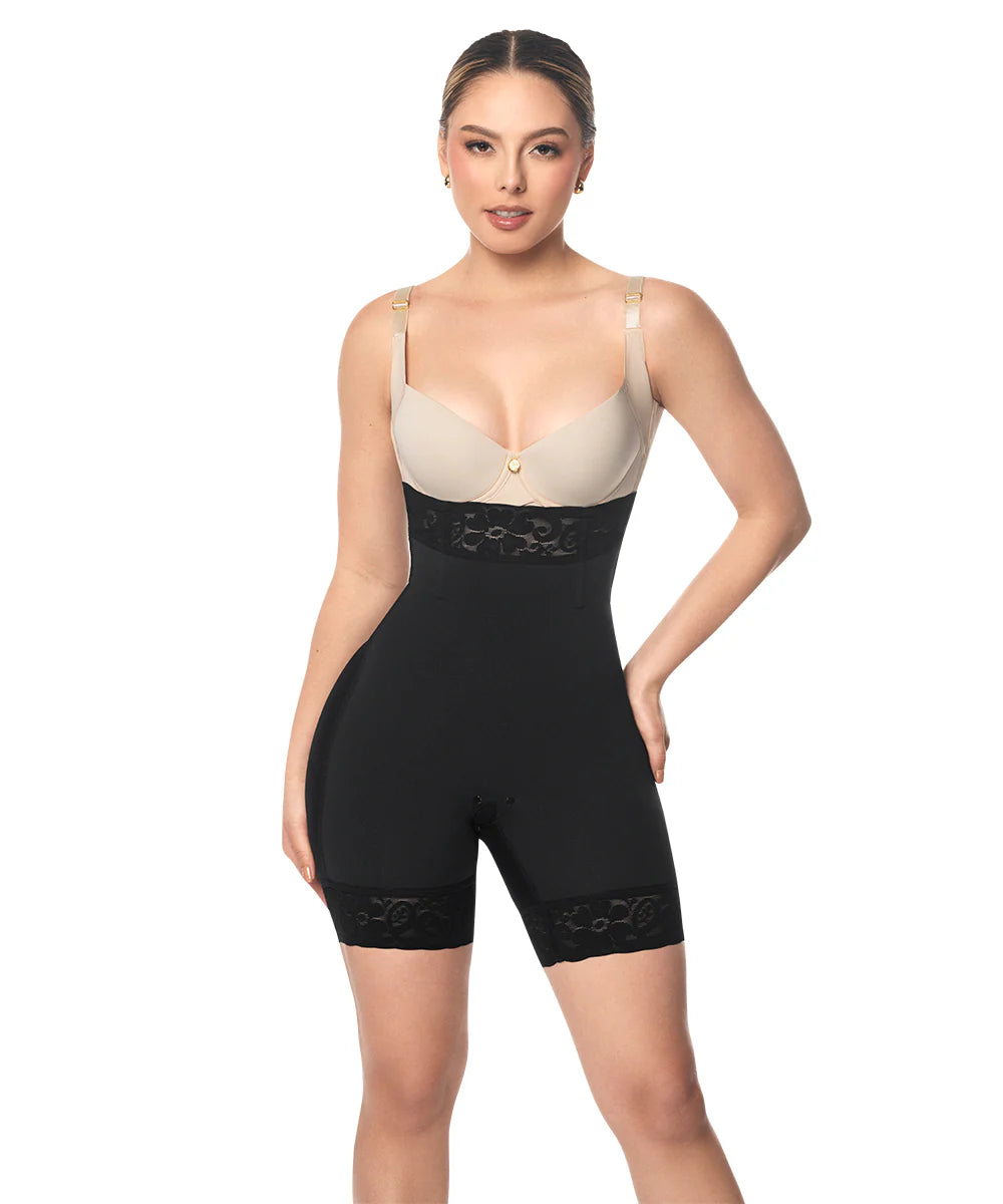 Faja sin costuras, Strapless, Mediana Compresión, Negra (Ref. C-043)