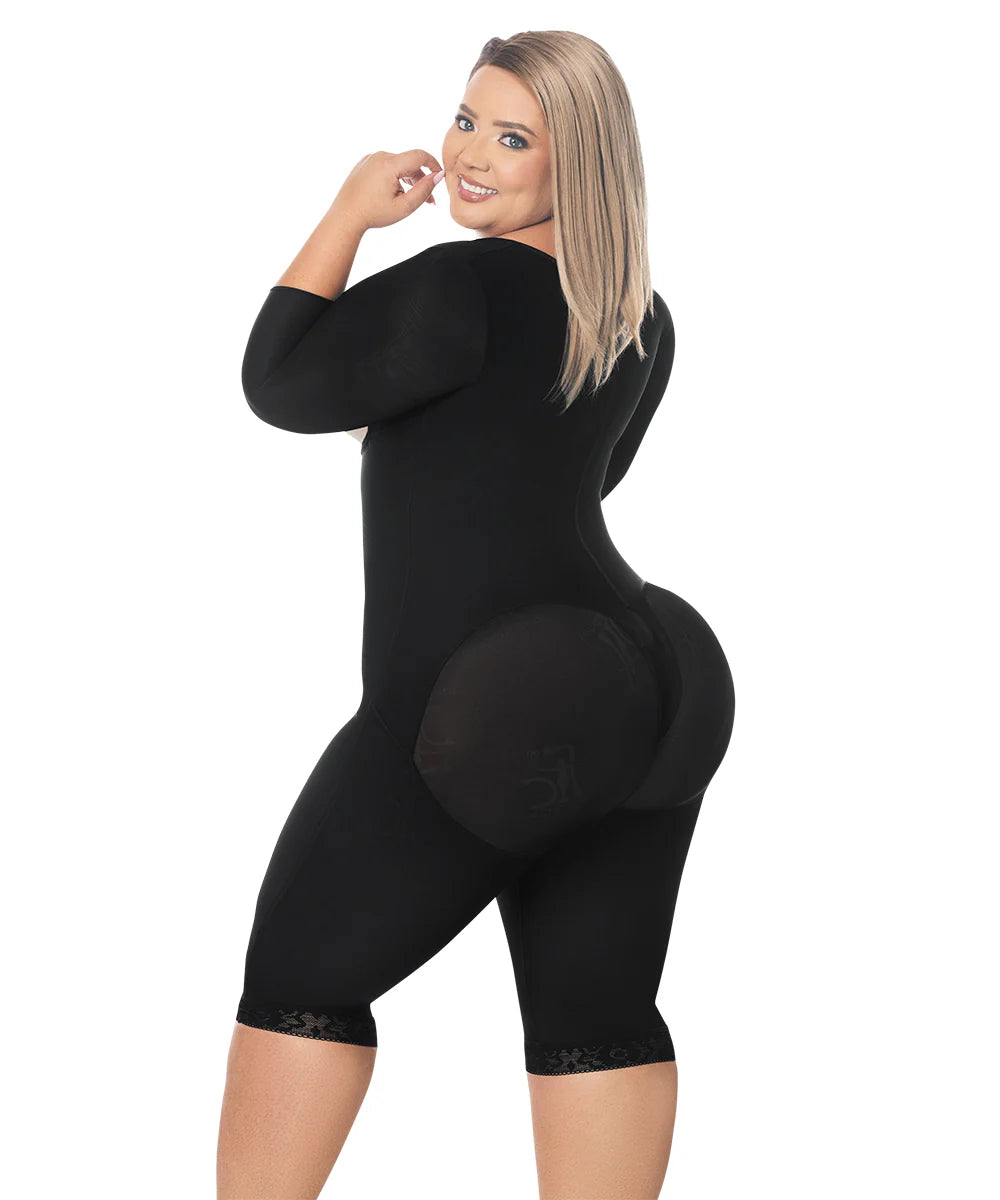 Faja Rodilla, Reloj de Arena, Broche Central, Negra (Ref. O-225)