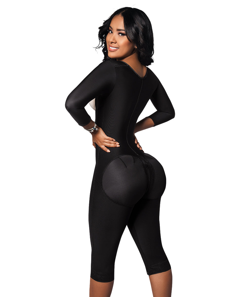 Faja Rodilla, Reloj de Arena, Broche Central, Negra (Ref. O-225)