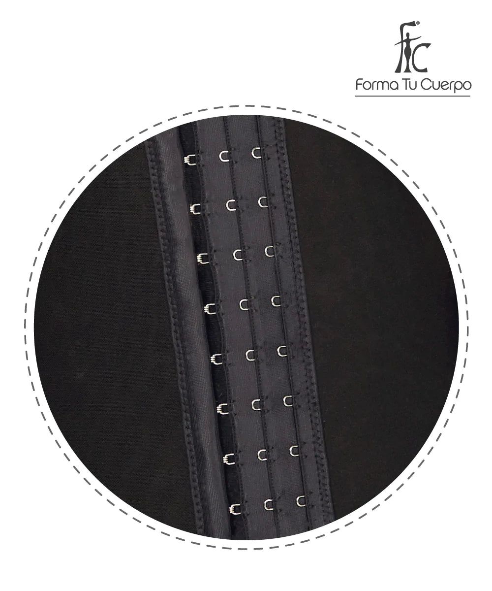 Faja Rodilla, Reloj de Arena, Broche Central, Negra (Ref. O-225)