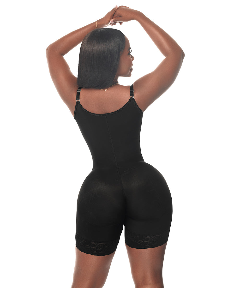 Faja Mediana Compresión, Primera Etapa, con Tirantes, Negra (Ref. C-102)