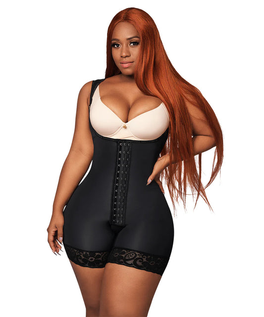 Faja Mediana Compresión, Primera Etapa, con Tirantes, Negra (Ref. C-102)