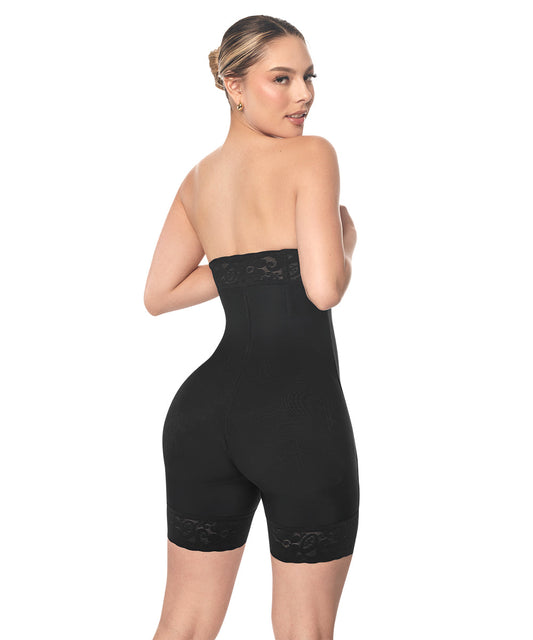 Faja sin costuras, Strapless, Mediana Compresión, Negra (Ref. C-043)